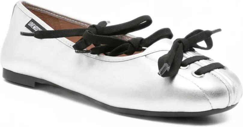 Love Moschino lace-up metallic ballet flats Zwart - Foto 3