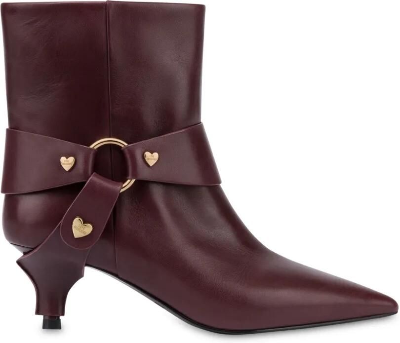 Love Moschino Leren enkellaarzen verfraaid met hart Rood