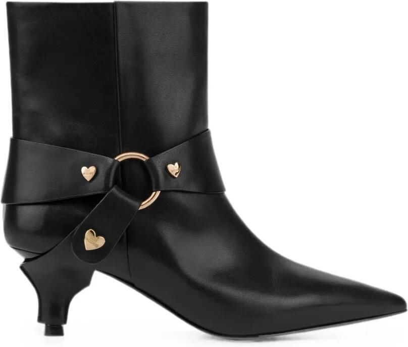 Love Moschino Leren enkellaarzen verfraaid met hart Zwart