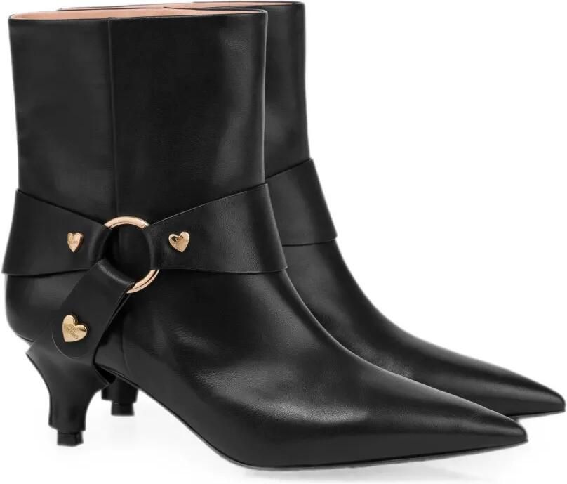 Love Moschino Leren enkellaarzen verfraaid met hart Zwart - Foto 2