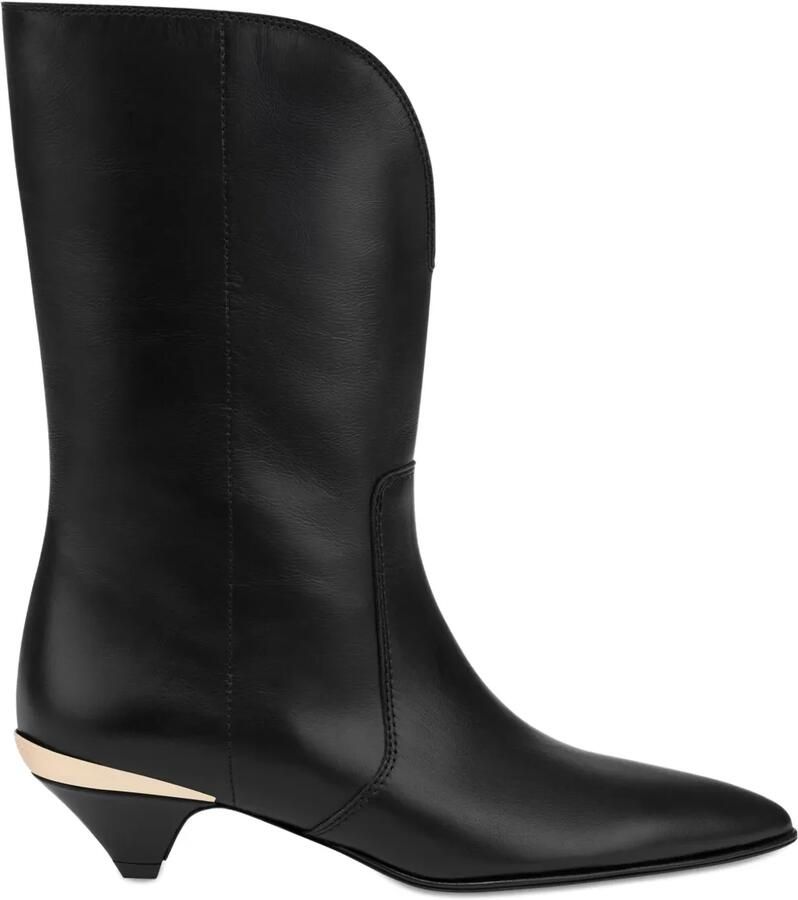 Love Moschino Leren laarzen met puntige neus Zwart