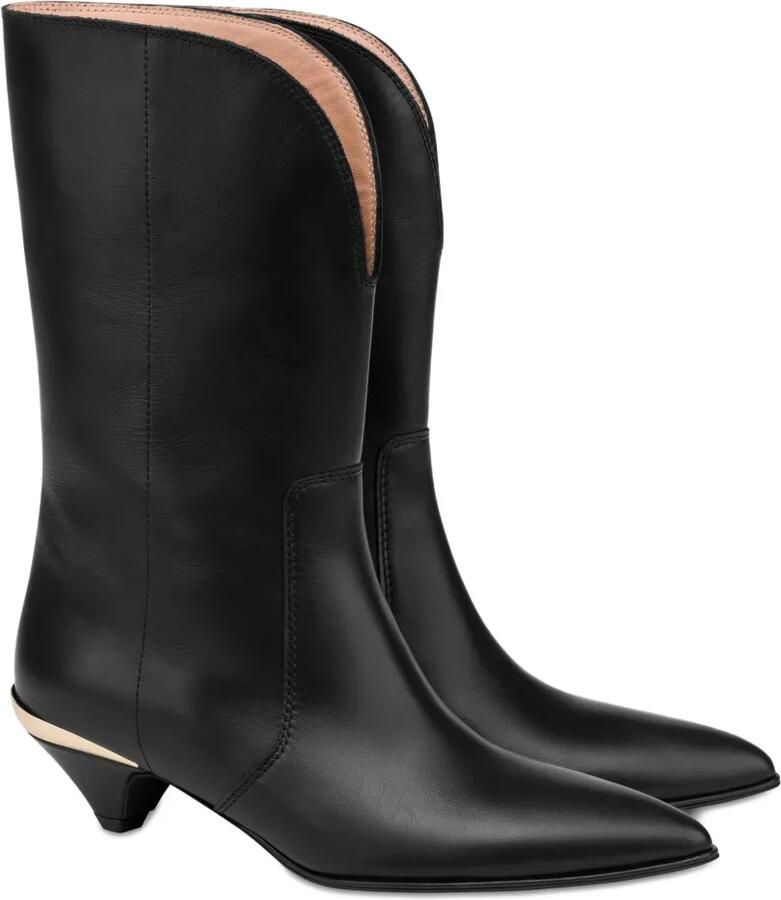 Love Moschino Leren laarzen met puntige neus Zwart - Foto 2