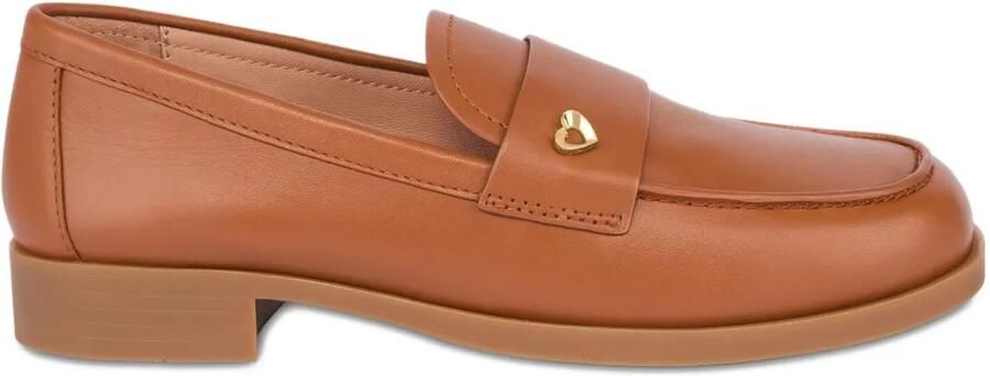 Love Moschino Leren loafers met hartdetail Bruin