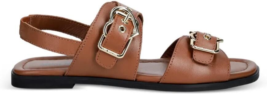 Love Moschino Leren sandalen met hartvormige gesp Bruin