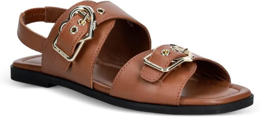 Love Moschino Leren sandalen met hartvormige gesp Bruin - Foto 4