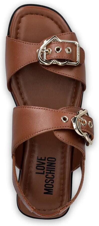 Love Moschino Leren sandalen met hartvormige gesp Bruin - Foto 3
