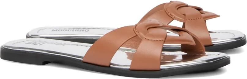 Love Moschino Leren sandalen met strikbandjes Bruin