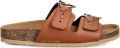 Love Moschino Leren slippers met hartvormige gesp Bruin - Bruin