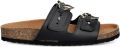 Love Moschino Leren slippers met hartvormige gesp Zwart - Zwart