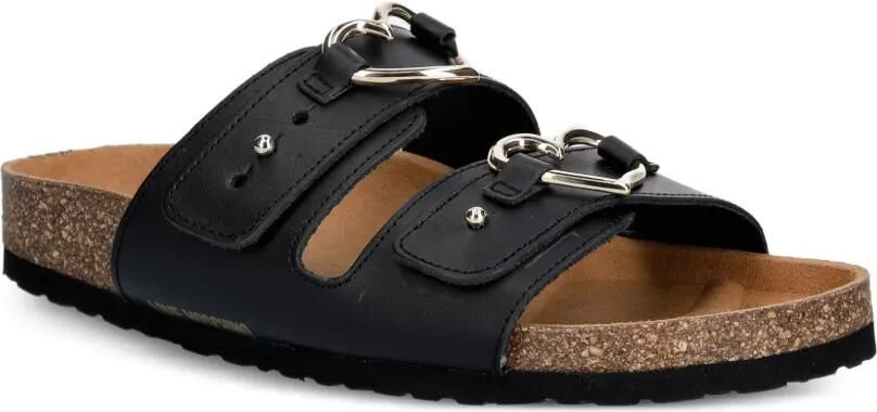 Love Moschino Leren slippers met hartvormige gesp Zwart - Foto 4