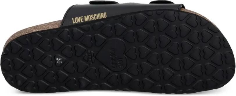 Love Moschino Leren slippers met hartvormige gesp Zwart - Foto 5