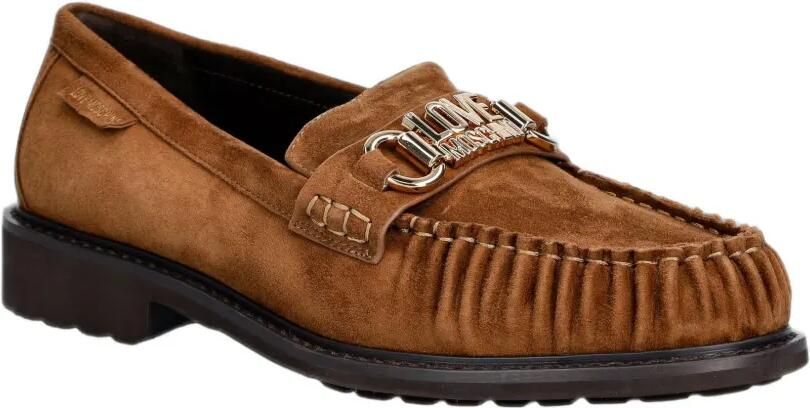 Love Moschino Loafers met logo-plakkaat en plooien Bruin - Foto 2