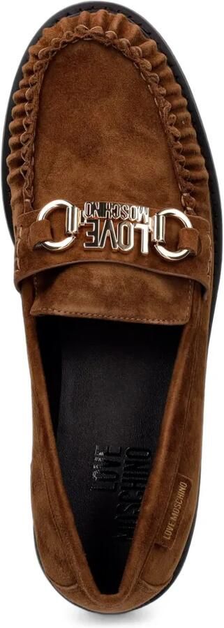 Love Moschino Loafers met logo-plakkaat en plooien Bruin - Foto 4