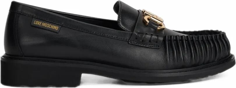 Love Moschino logo-plaque leather loafers Zwart