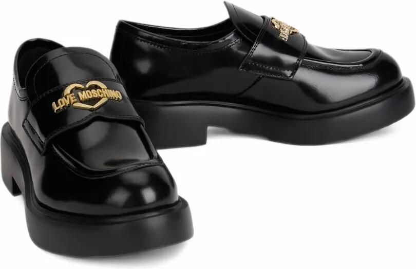 Love Moschino Loafers met logoplakkaat Zwart - Foto 3