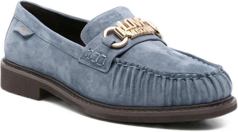 Love Moschino logo-plaque pleated loafers Blauw - Foto 2