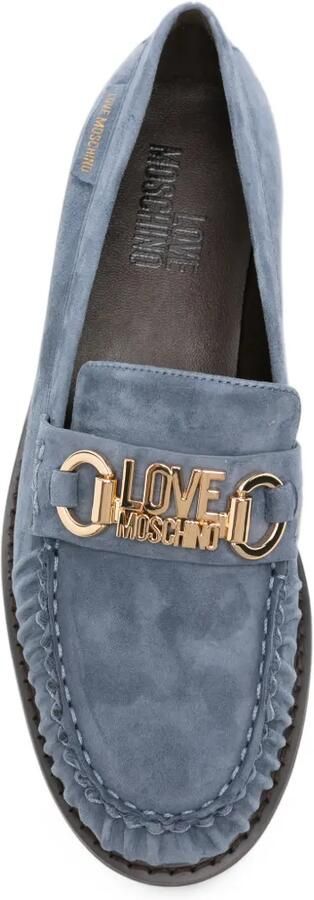 Love Moschino logo-plaque pleated loafers Blauw - Foto 4
