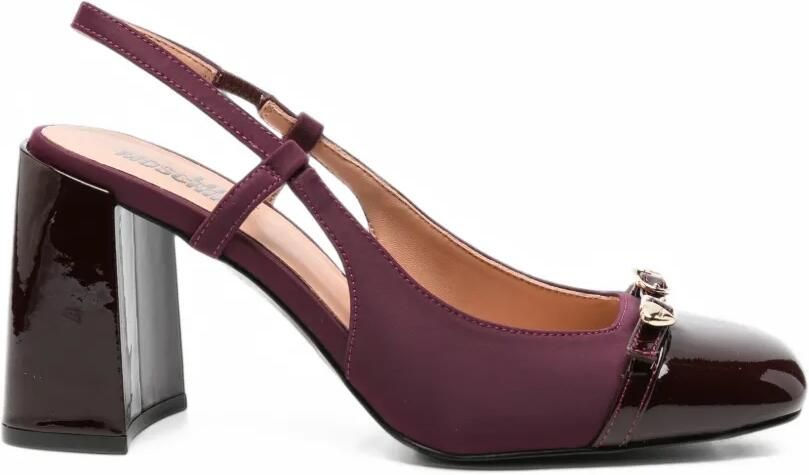 Love Moschino logo-plaque slingback pumps Paars