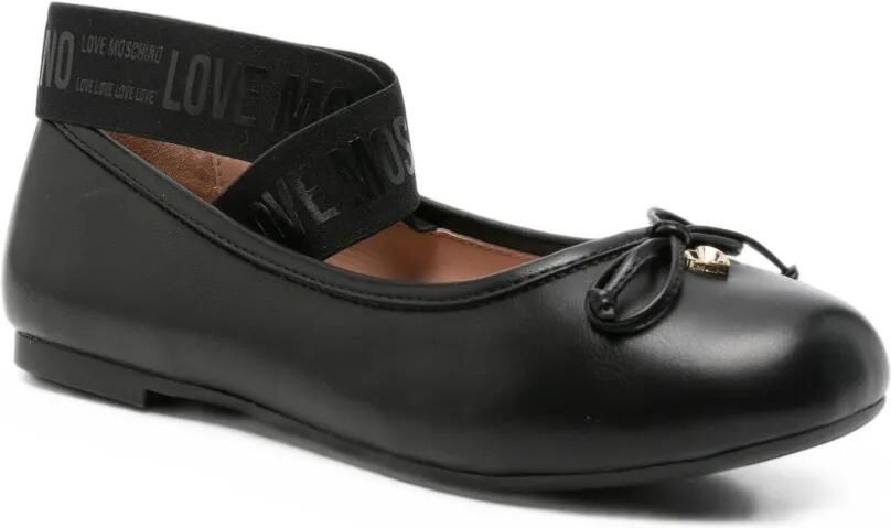 Love Moschino logo-strap bow-detail ballet flats Zwart - Foto 2