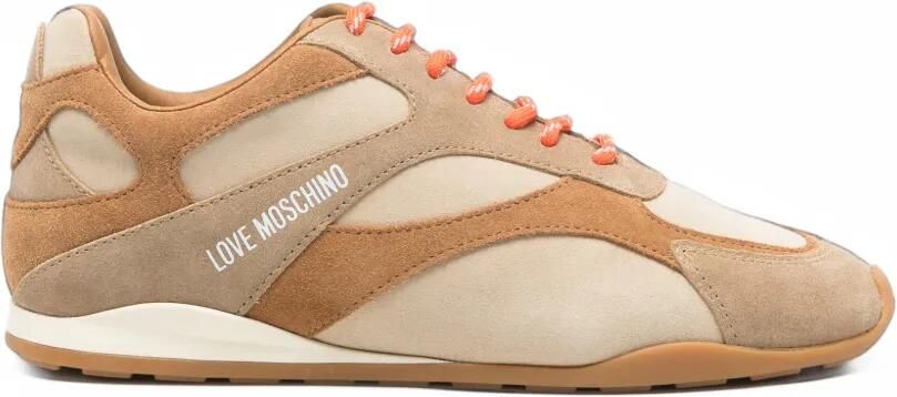 Love Moschino Low25 logo-print panelled sneakers Beige