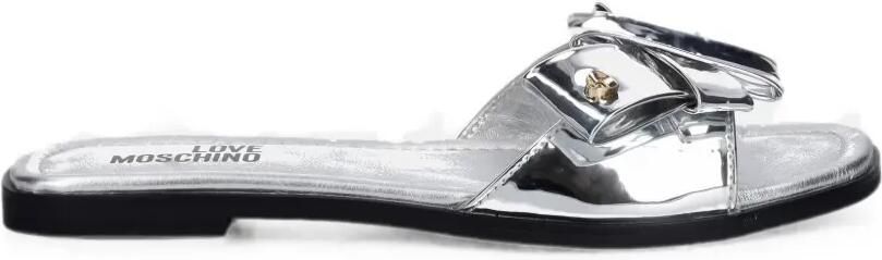 Love Moschino Metallic slippers met strik-detail Zilver