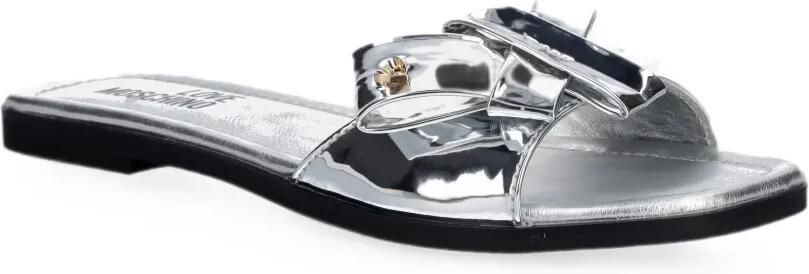Love Moschino Metallic slippers met strik-detail Zilver - Foto 5