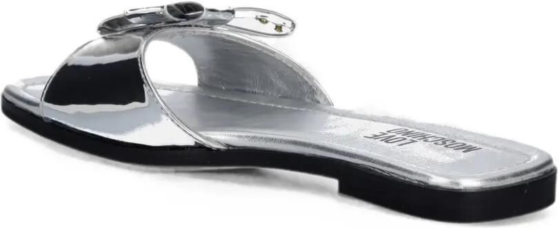 Love Moschino Metallic slippers met strik-detail Zilver - Foto 4