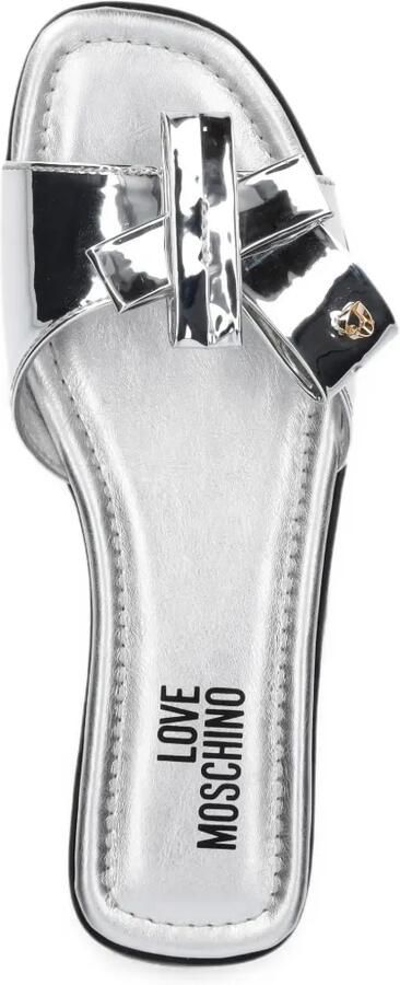 Love Moschino Metallic slippers met strik-detail Zilver - Foto 2