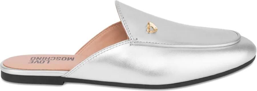 Love Moschino Muiltjes met metallic embleem Zilver