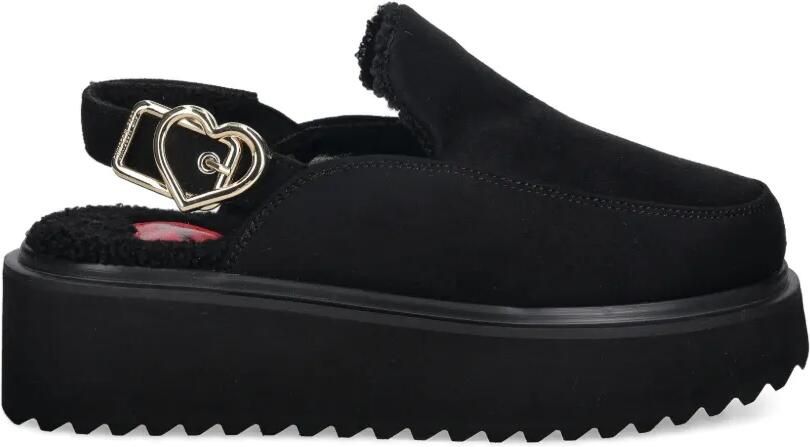 Love Moschino Muiltjes met plateauzool en hartgesp Zwart