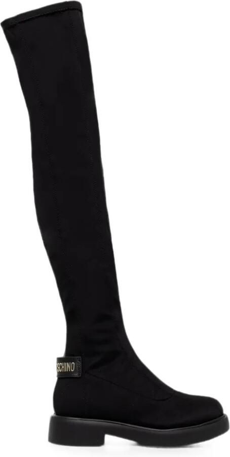 Love Moschino Overknee laarzen met logoplakkaat Zwart