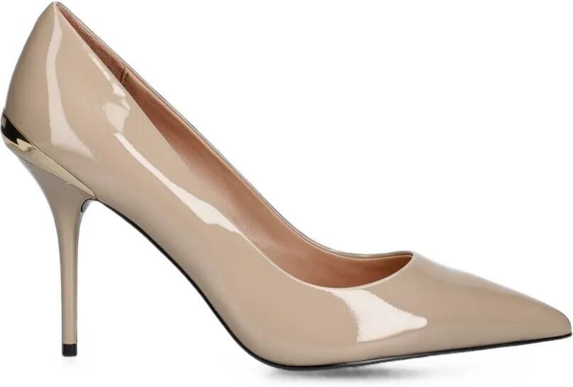 Love Moschino Pumps met puntige neus en gegraveerd logo Beige