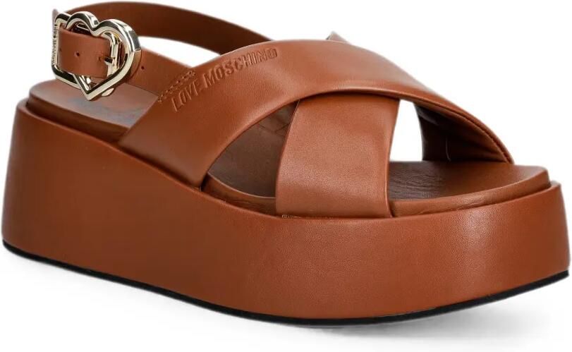 Love Moschino Sandalen met gekruiste bandjes en hartgesp Bruin - Foto 2