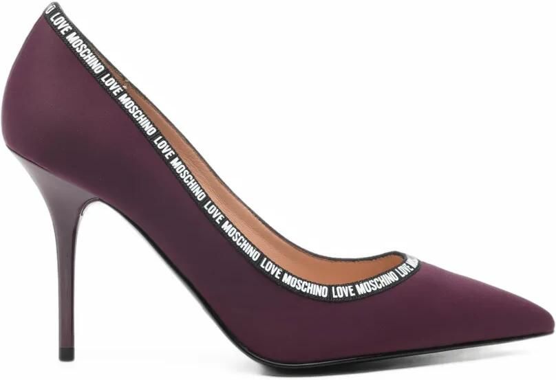 Love Moschino Scarpad Spillo95 logo-trim pointed-toe pumps Paars