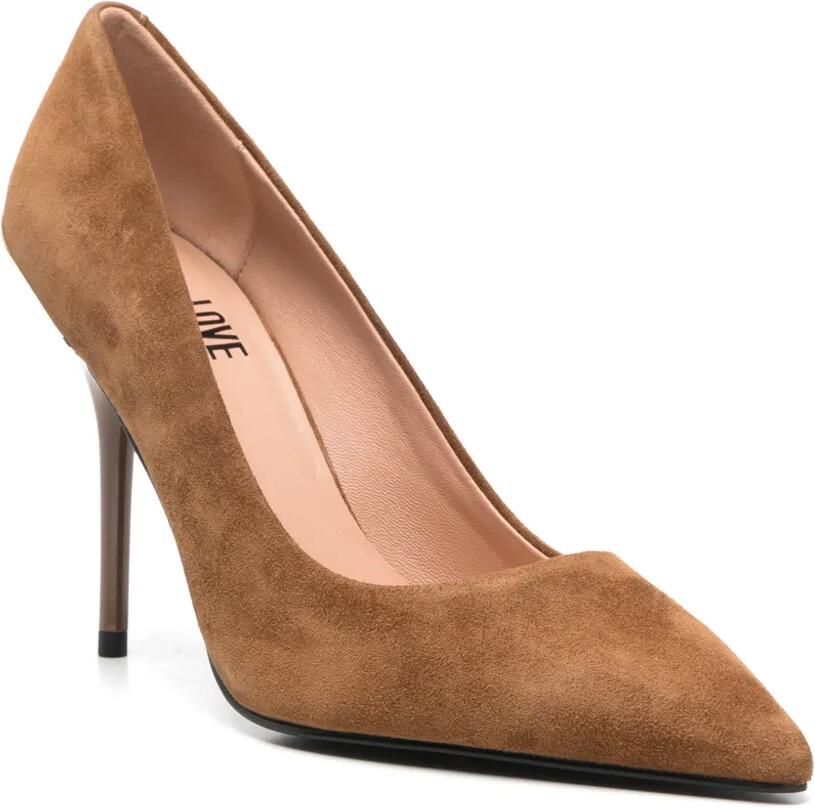 Love Moschino Scarpad.Spillo 95 logo-plaque pointed-toe pumps Bruin