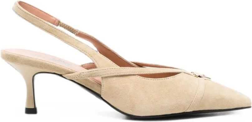 Love Moschino Slingback pumps met hartplakkaat Beige