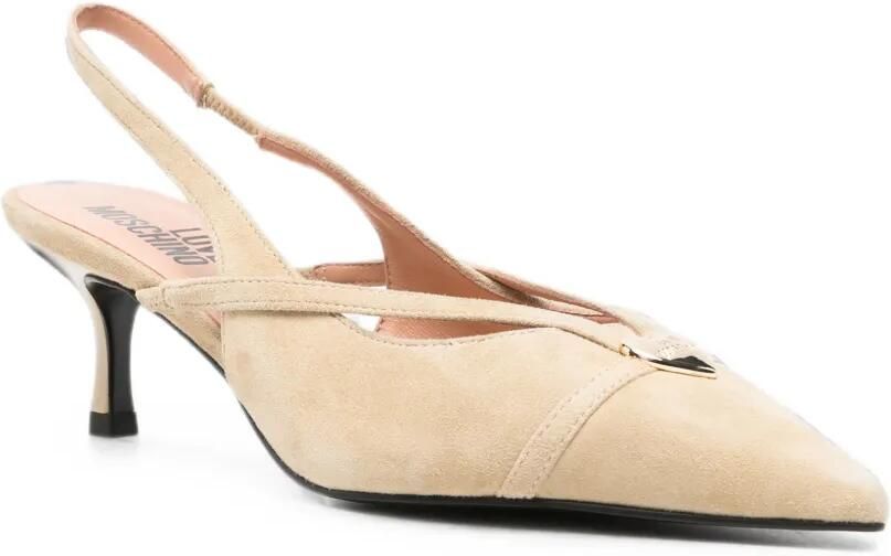 Love Moschino Slingback pumps met hartplakkaat Beige - Foto 2
