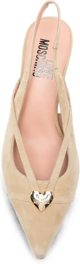 Love Moschino Slingback pumps met hartplakkaat Beige - Foto 4