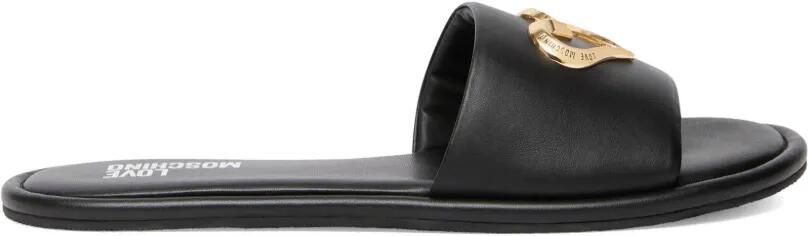 Love Moschino Slippers met hartdetail Zwart