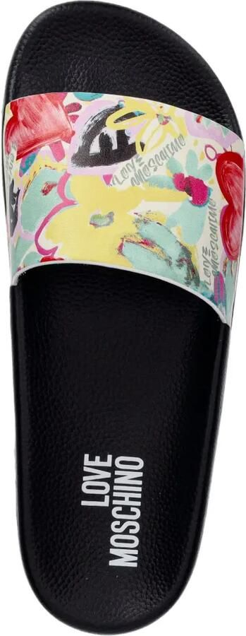 Love Moschino Slippers met logo-print en hart-print Beige