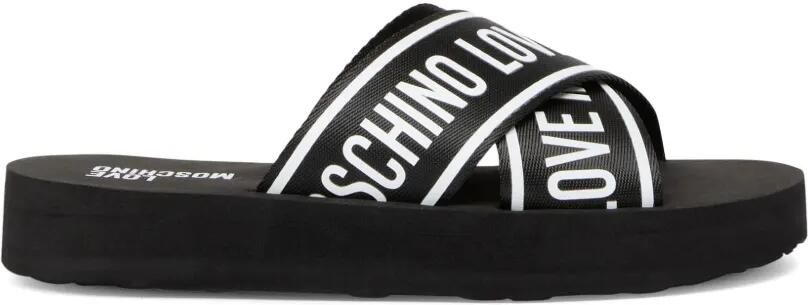 Love Moschino Slippers met logo Zwart