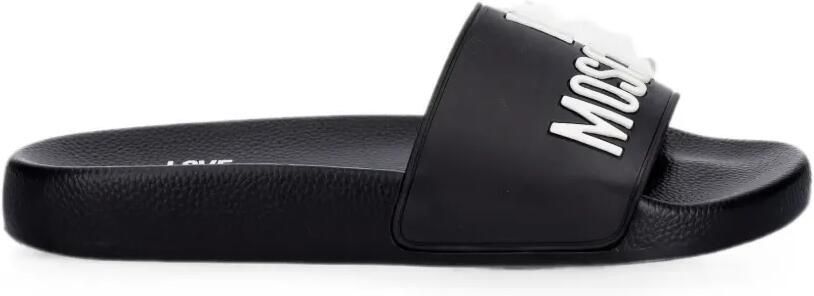 Love Moschino Slippers met logo Zwart