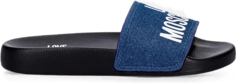 Love Moschino Slippers met logoprint Blauw