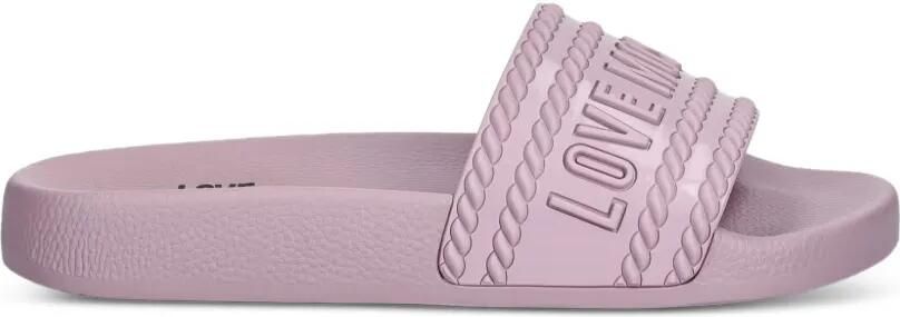 Love Moschino Slippers met touw-detail en logo-reliëf Paars