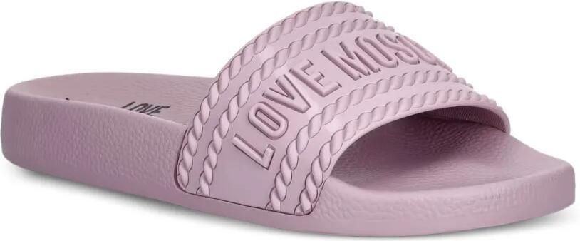 Love Moschino Slippers met touw-detail en logo-reliëf Paars - Foto 4
