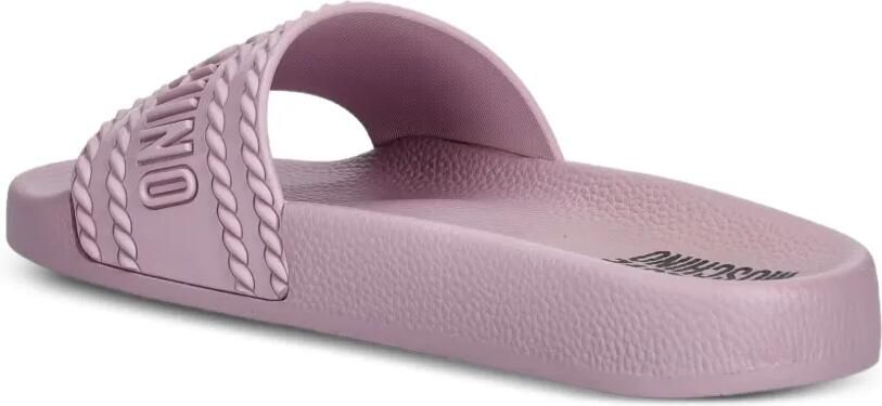 Love Moschino Slippers met touw-detail en logo-reliëf Paars - Foto 3