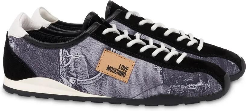 Love Moschino Sneakers met denim-print en vlakken Grijs - Foto 3