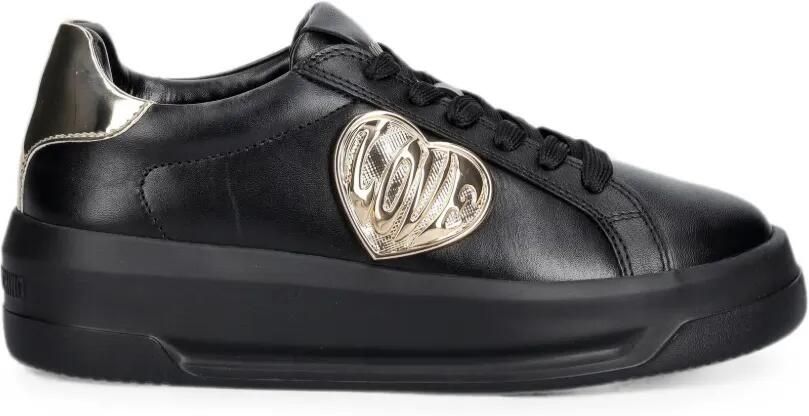 Love Moschino Sneakers met hartpatroon en logoplakkaat Zwart