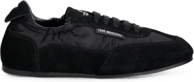 Love Moschino Sneakers met suède vlakken en logo-label Zwart