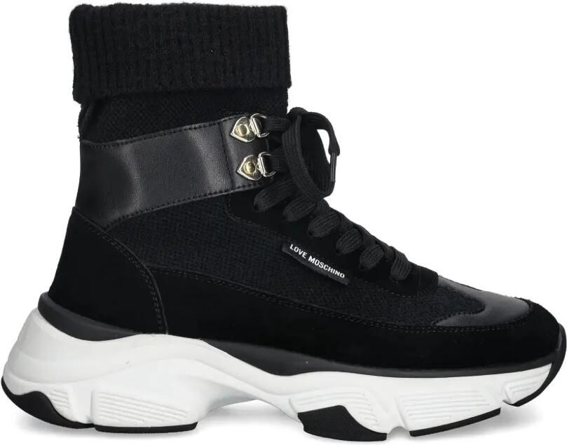 Love Moschino Sneakers met veterdetail Zwart